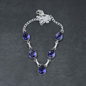 Collier de luxe pour femme en argent sterling avec améthyste personnalisée, perle de culture de laboratoire et perle d'eau douce en forme de poire, 18 pouces, cadeau de mariage - Product Image 4