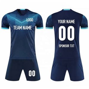 Ensemble de maillots de football personnalisables pour hommes, impression numérique, col en V, manches courtes, évacuation de l'humidité, respirant, polyester, taille élastique - Product Image 1