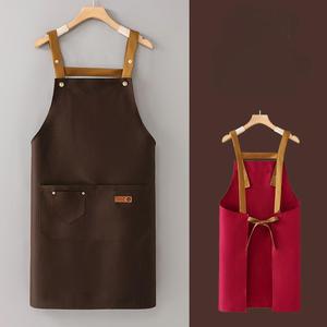 Unisex Adults Canvas Apron with Pockets and <b>Tie</b> Waist Beige <b>Brown</b> Colors - Product Image 5