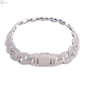 Pulsera de eslabones cubanos con diamantes cultivados en laboratorio, estilo rapero, para él. - Product Image 1