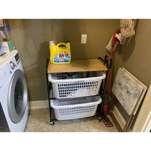 Portable White 2bu Laundry <b>Basket</b> with Built-In Handles 70.4L Capacity <b>Plastic</b> Clothes Organizer - Product Image 6