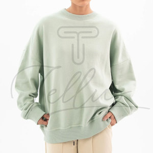 เสื้อสเวตเชิ้ตคอกลมไซส์ใหญ่สำหรับผู้หญิง สีดำล้วน ถักทอ แขนยาว สวมใส่สบายๆ ในฤดูใบไม้ร่วง เสื้อสเวตเชิ้ตโอเวอร์ไซส์สำหรับผู้หญิง - Product Image 2