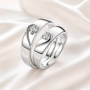 925 <b>Sterling</b> <b>Silver</b> Couple <b>Rings</b> Matching Wedding Band <b>Set</b> His & Hers Moissanite Promise <b>Ring</b> - Product Image 3