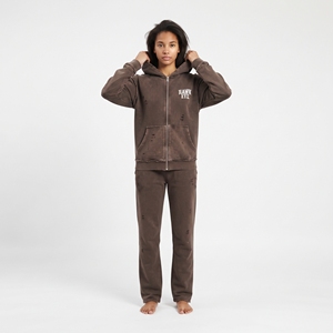 Conjunto de Sudadera con Capucha y Pantalones Deportivos para Mujer, Lavado Ácido, Algodón, Estilo Vintage, Casual, Streetwear, con Cierre y Logos Personalizados - Product Image 4