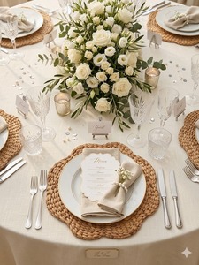 Sets de table ronds modernes et écologiques en jacinthe d'eau tressée à la main pour la décoration de table de fête/dîner et la maison - Product Image 2