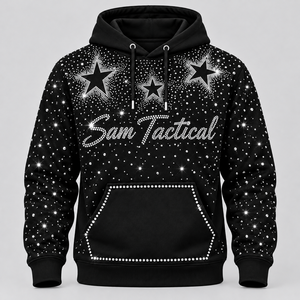 Men's Black Rhinestone Hoodie Star Letter Pullover Hooded Sweatshirt Hip Hop <b>Sparkly</b> <b>Top</b> Wholesale Rate Customization 2026 - Product Image 1