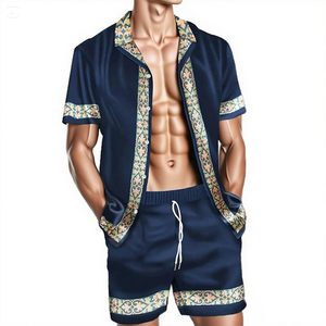 Ensemble de plage pour homme, chemise à manches courtes à imprimé floral, short assorti, tenue décontractée estivale colorée, ensemble deux pièces pour homme - Product Image 3
