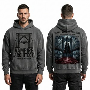 Sweat à capuche rouge épais personnalisé, style vintage délavé, streetwear pour homme, coupe oversize, en molleton, avec impression sérigraphiée motif Ballroom - Product Image 2