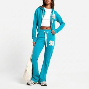 Conjunto Deportivo Informal Personalizado para Mujer, Sudadera con Capucha y Cremallera, Ligero, de Algodón y Felpa, Transpirable, Resistente al Viento y Ecológico - Product Image 1