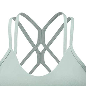 Sujetador deportivo de soporte medio verde claro para mujer, cuello redondo, espalda cruzada, liso, sin costuras, ropa deportiva - Product Image 2