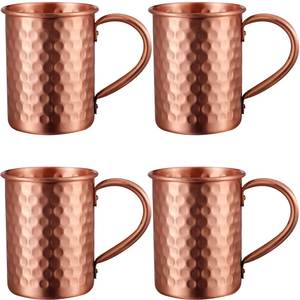 Tasses à mule en cuivre antique, classiques, pour Moscow Mule, martelées à la main, vaisselle à cocktail, décoratives pour bar et cuisine - Product Image 5