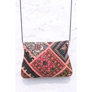 Latest Vintage Hand Embroidery Banjara <b>Bags</b> Casual Fashion Open Closure Chains Patchwork Mirror <b>Work</b> Cotton Fabric Clutch Purse - Product Image 5