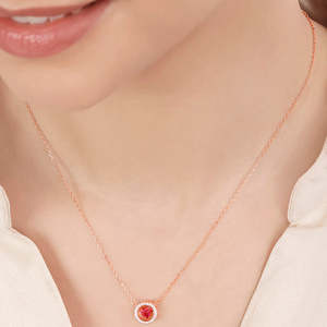 Collar con Colgante de Corazón Rojo al por Mayor, Chapado en Oro Rosa, Plata de Ley 925, Joyería Romántica de San Valentín, Regalo para Mujer - Product Image 2