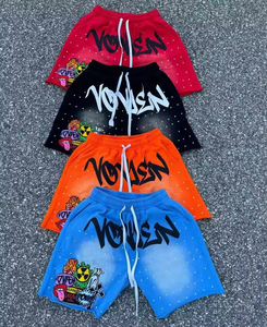 กางเกงขาสั้นผ้าเทอร์รี่ปักลายอย่างดี 100% ผ้าฝ้าย ทรงจ็อกเกอร์ สไตล์วินเทจฟอกสีซีดแบบซันเฟด สำหรับผู้ชาย ราคาสมเหตุสมผล - Product Image 1