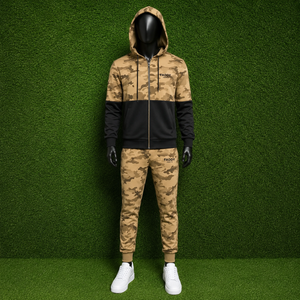 Ensemble de survêtement camouflage personnalisé pour homme, 2 pièces, sweat-shirt à capuche zippé, pantalon de jogging, streetwear, vêtements de sport pour homme - Product Image 2