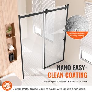 Porta scorrevole per doccia senza telaio in vetro temperato da 10 mm, 58-59 L x 75 A, trasparente impermeabile per uso in palestra - Product Image 3