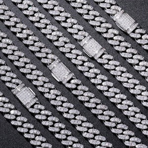 Best Quality 925 Silver <b>Moissanite</b> Cuban Link Chain Iced Out Necklace Hip Hop <b>Jewelry</b> for Men Women Streetwear Gift For Sale - Product Image 5