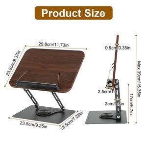 Supporto per Libri e Documenti in Legno Regolabile in Altezza, Rotazione a 360 Gradi, Pieghevole, 1pz/2pz, Supporto per Lettura per Utenti Laptop - Product Image 2