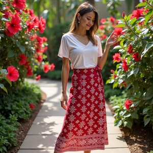 Alegre elegante cascada copo de nieve estampado floral hecho a mano por mujeres artesanas todo el día desgaste envolvente Boho falda gitana - Product Image 2