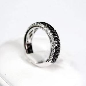 Bague de mariage, bague de fiançailles demi-éternité, bague en diamant noir 2 carats, or blanc 14 carats, cadeau pour maman - Product Image 1