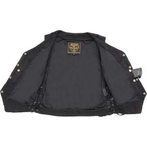 Chaleco Vaquero Clásico Negro MDL4020 de Cuero para Mujer 2025 con 6 Bolsillos Laterales y Cordones - Product Image 2