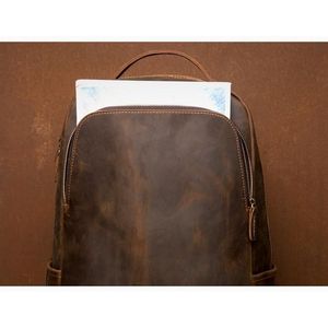 Vernon uomo minimalista in pelle Vintage zaino in vera stile Vintage in pelle - Product Image 5