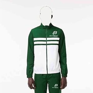 BULKBEAR Unisex Tracksuit Set Green <b>White</b> Full Sleeve Zipper Sporty Casual <b>Joggers</b> Breathable Cotton Winter Adult Regular Fit - Product Image 4