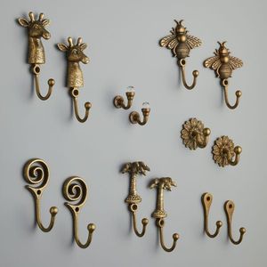 Antique Brass Wall Hooks Decorative Entryway Organizer Handmade Storage Solution For Modern <b>Rustic</b> Home Interiors - Product Image 4