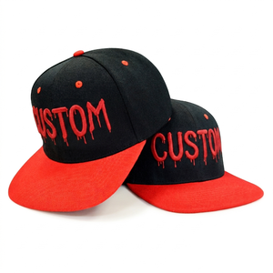 Gorra de Béisbol Personalizada con Bordado 3D Redrum, Gorra Snapback Bordada en Negro y Rojo, Estilo Hip Hop Urbano, Visera Plana para Hombre - Product Image 4