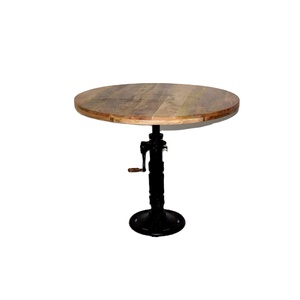 Mesa de comedor giratoria con manivela de hierro fundido de Metal de estilo antiguo industrial urbano moderno USO COMERCIAL convertible café Villa hogar - Product Image 1