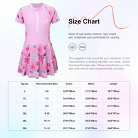 5-12 baju renang anak perempuan satu potong, Jumpsuit gaun renang dengan celana pendek, pakaian latihan berenang liburan taman air panas