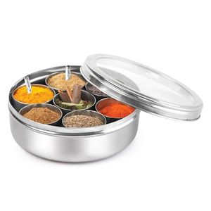 Boîte de rangement pour épices en métal tendance avec couvercle décoratif, conteneur de rangement pour masala de cuisine, herbes, assaisonnements, cuisine - Product Image 1