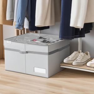 Grande boîte de rangement pliable transparente pour 16 paires de chaussures avec support inférieur, gain de place, en matériau PP - Product Image 2