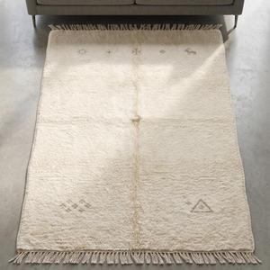 Premium Hand Knotted Wool Area Rug Soft Ivory Beige Geometric Pattern Carpet for Living Room Bedroom Modern Home Decor - Product Image 1