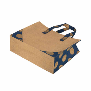 Jute Shopping <b>Bag</b> <b>Medium</b> <b>Size</b> Dot Pattern Top Handle Groceries Hand Length Handle - Product Image 2