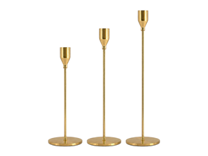 KRAFT WORLD Handmade Eco-Friendly Portable Candlestick Holder Set 3 Gold Taper Candle Holders for Wedding Home Decoration Metal - Product Image 2