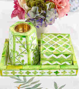 Ensemble de brûleur à bakhoor artisanal de luxe avec porte-encens en résine et plateau de service décoratif pour Oud arabe - Product Image 3