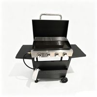Barbecue à gaz performant avec table latérale et quatre brûleurs pour le camping en plein air, les pique-niques et la maison