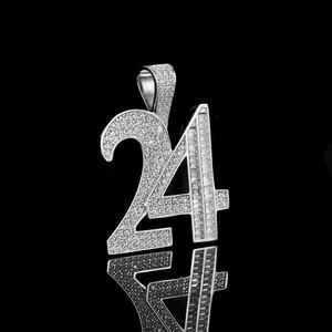 Pendentif personnalisé en moissanite numéro 24, initiales hip-hop en argent sterling 925, bijoux fins, pendentifs et breloques - Product Image 3