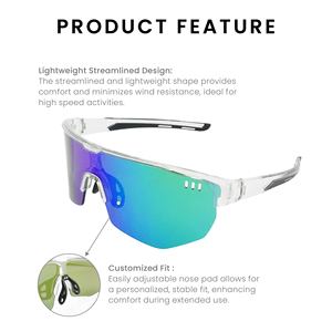 SU1709A Unisex High Quality UV400 Tinted Half Frame Sport Sunglasses <b>Scratch</b> Resistance Adjustable Nose Bridge ANSI/ISO - Product Image 3