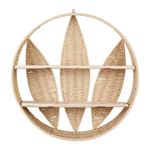 Wholesale seagrass <b>wall</b> <b>shelf</b> kid custom woven round flower <b>floating</b> <b>shelf</b> nursery room storage rack wicker <b>wall</b> decorations - Product Image 1