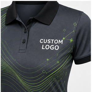 Polo Personalizado para Mujer con Estampado de Ondas Circulares en Verde Neón Carbón, Secado Rápido, Transpirable, Manga Corta, Uniforme de Golf, WPS-0811 - Product Image 6