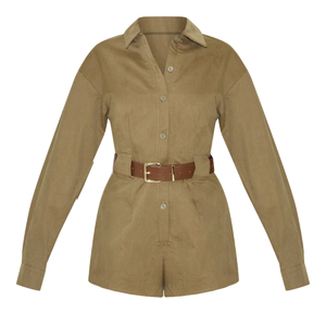 Combinaison élégante et chic pour femmes, à ceinture, manches courtes, une pièce, vente en gros, OEM, ODM - Product Image 2