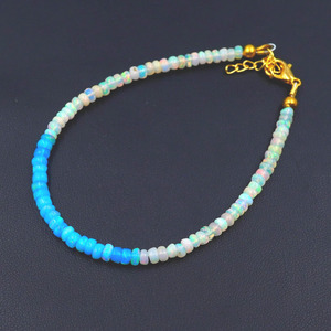 HAYAAT GEMS Handmade Polished Natural Ethiopian Opal Beaded Bracelet | AAA High <b>Fire</b> Gemstone Luxury Unisex Blue White October - Product Image 6