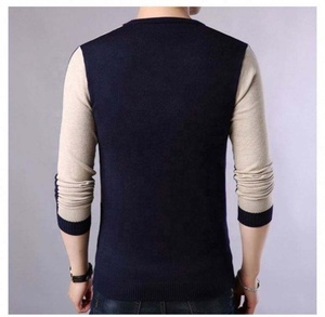 Suéter Casual Básico para Hombre, Diseño Intarsia con Bloques de Color, Tallas Grandes, Corte Ajustado, Cuello Redondo, Manga Larga - Product Image 4