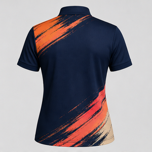 Polo de Manga Corta para Mujer, Cuello Mandarín, Color Azul Oscuro Coral, Personalizado, de Secado Rápido y Transpirable, Uniforme de Equipo WPS-0838 - Product Image 4