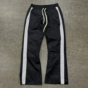 New Fashion Tax Free Custom Flared Pants High Quality Sweatpants Side Stripe Mens <b>Stacked</b> Track Nylon Windbreaker Pants for Men - Product Image 2