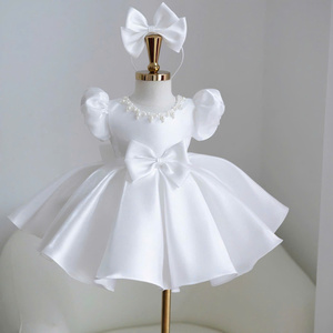 Vestido de Princesa de Satén de Lujo 48 Nhung Nguyen para Niñas, Vestido de Fiesta con Mangas Abullonadas y Lazo con Cuello de Cuentas OEM - Product Image 3