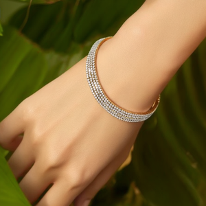 Bracelet jonc en or 14 carats avec diamants pavés certifiés IGI VVS1, bijoux de créateur faits à la main pour femmes - Product Image 1