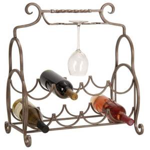 Porte-vin triangulaire en bois pour 6 bouteilles, support à vin sur pied pour comptoir, étagère décorative rustique pour la maison, la cuisine ou le bar - Product Image 4